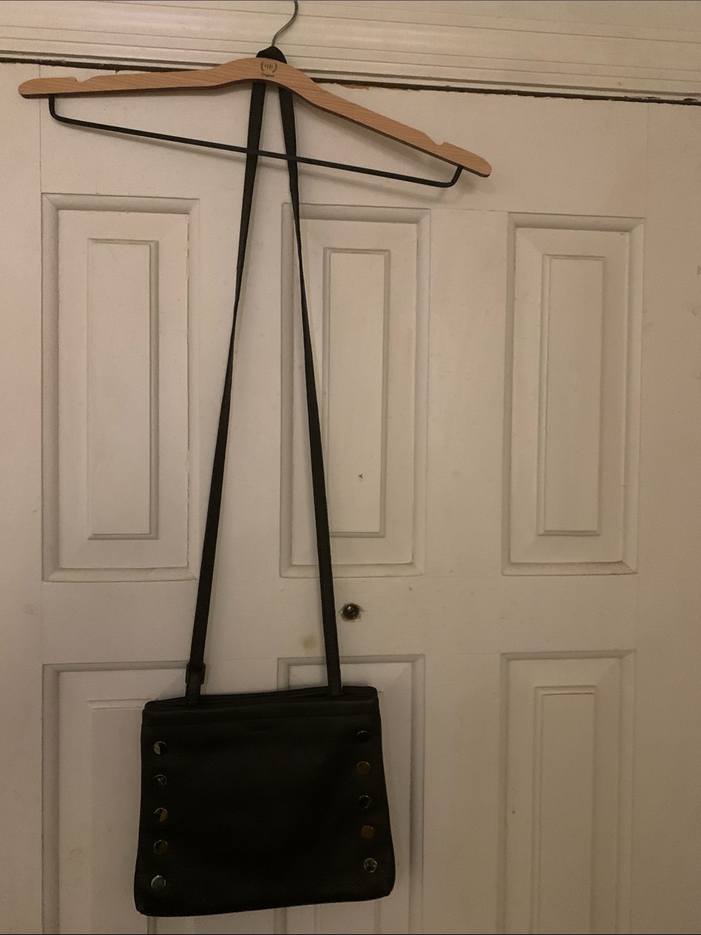 Hammitt Black Leather Crossbody Bag with Metal Studs